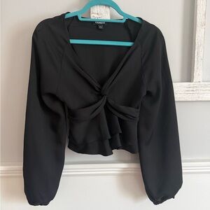 Express Black Twist Front Blouse
